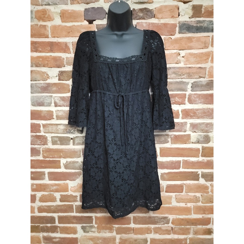 Laundry by Shelli Segal Lace Dress Womens S Black Lined Empire Waist Whimsigoth